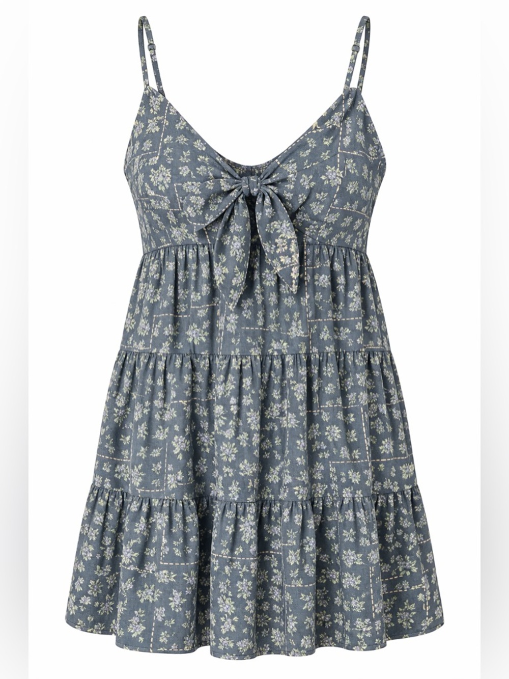 Altar’d State - A line - Blue Floral Tie-Front Sundress